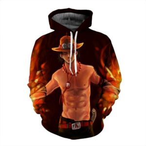 Funny One Piece Fiery D. Ace Cool Art Style Full Print 3D Design Hoodie (Kids & Adults)