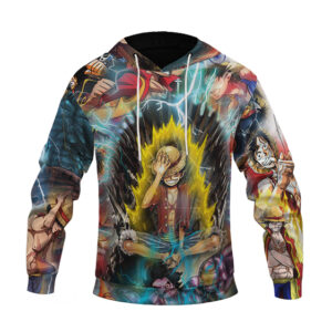 One Piece Monkey D. Luffy Timeline Progress Art Hoodie (Kids & Adults)
