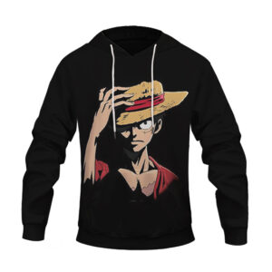 One Piece Straw Hat Captain Luffy Black Pullover Hoodie (Kids & Adults)