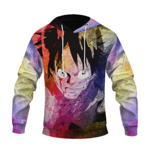 One Piece Monkey D. Luffy Colorful Face Artwork Hoodie (Kids & Adults)