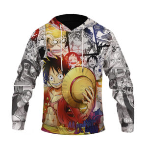 One Piece Monkey D. Luffy Manga Strips Design Awesome Hoodie (Kids & Adults)