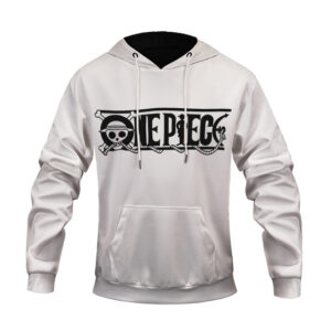 One Piece Anime Series Logo Artwork White Hoodie Jacket (Kids & Adults)