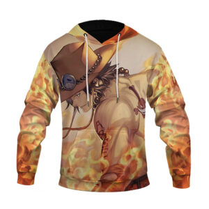 Portgas D. Ace Fiery Flame Design Dope One Piece Hoodie (Kids & Adults)