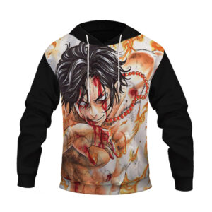 Bloody Portgas D. Ace Fire Fist Art Badass Pullover Hoodie (Kids & Adults)