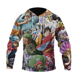 Portgas D. Ace Iconic Back View Tattoo Logo Blue Hoodie (Kids & Adults)