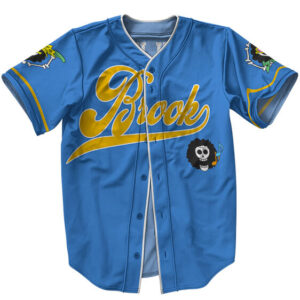 One Piece Soul King Brook Blue Baseball Jersey (Kids & Adults)
