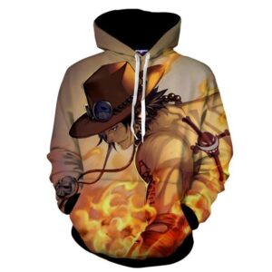 One Piece Awesome Ace Fire Fist Burning Around Hoodie (Kids & Adults)