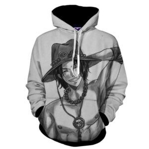 One Piece Charming Ace Fire Fist Black And White Hoodie (Kids & Adults)