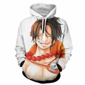 One Piece Fire Ace Smile Happy Cool Theme Design Hoodie (Kids & Adults)