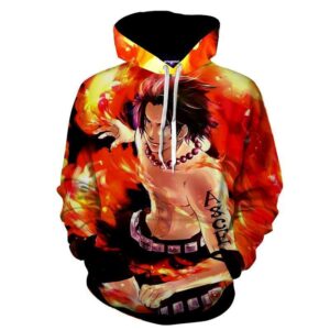One Piece Handsome Monkey Ace Fire Fist Smiling Hoodie (Kids & Adults)