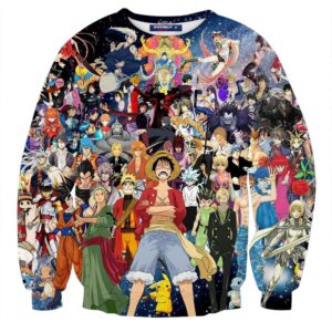 Japanese Anime Mix One Piece DBZ Pokemon Death Note Sweatshirt (Kids & Adults)