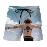 One Piece Ace on Fire White Beard Tattoo Back Boardshorts (Kids & Adults)