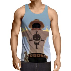 One Piece Ace on Fire White Beard Tattoo Back Tank Top (Kids & Adults)