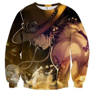 One Piece Awesome Ace Fire Fist Burning Around Sweatshirt (Kids & Adults)