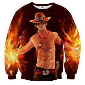 One Piece Fiery D. Ace Cool Art Style 3D Design Sweatshirt (Kids & Adults)