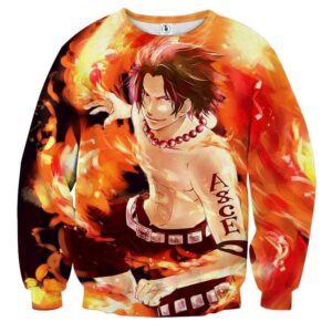 One Piece Handsome Monkey Ace Fire Fist Smiling Sweatshirt (Kids & Adults)