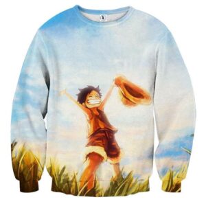 One Piece Happy Young Monkey D. Luffy Sunset Scenery Sweatshirt (Kids & Adults)