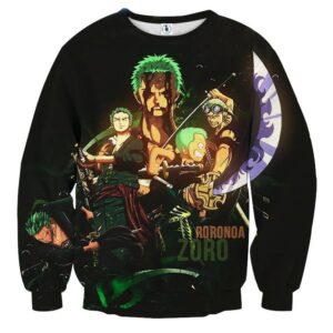One Piece Roronoa Zoro Kid Grown Up Swordman Black Sweatshirt (Kids & Adults)