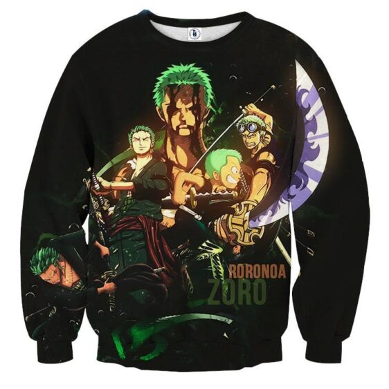 One Piece Roronoa Zoro Kid Grown Up Swordman Black Sweatshirt 1