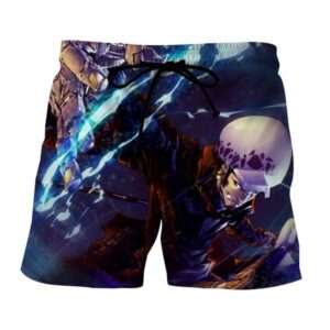 One Piece Trafalgar D Water Law Battle Face Blue Boardshorts (Kids & Adults)