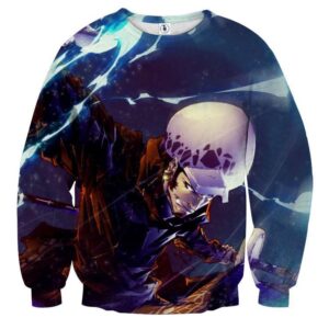 One Piece Trafalgar D Water Law Battle Face Blue Sweatshirt (Kids & Adults)