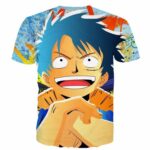 Cool Graffiti Art One Piece Happy Face Monkey D.Luffy Blue T-shirt1