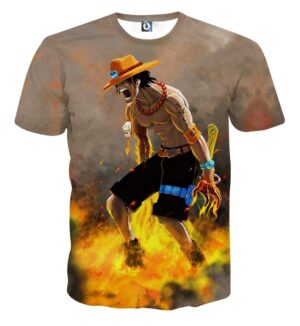 Flaming Ace One Piece Super Angry Impressive T-shirt (Kids & Adults)