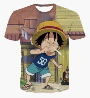 Naughty Funny Cute Kid Luffy Snivel One Piece Green 3D Tshirt (Kids & Adults)