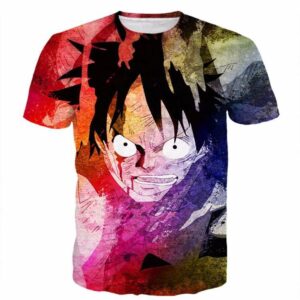 One Piece Angry Monkey D. Luffy Tie-dye Colorful 3D Cool T-Shirt (Kids & Adults)