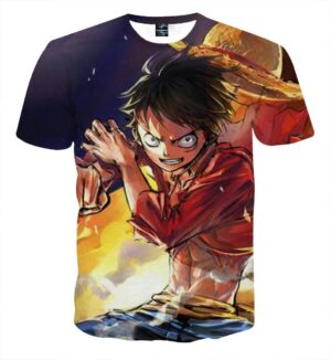One Piece Anime Monkey D Luffy Ready To Fight Cool T-shirt (Kids & Adults)