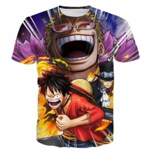 One Piece Luffy Sabo Laughing Donquixote Doflamingo Battle T-shirt (Kids & Adults)