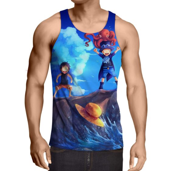 One Piece Monkey D Luffy Ace Sabo Happy Playing Kids Tank Top 1