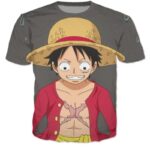 Straw Hat Monkey D. Luffy One Piece Casual Cool Anime 3D T-shirt (Kids & Adults)