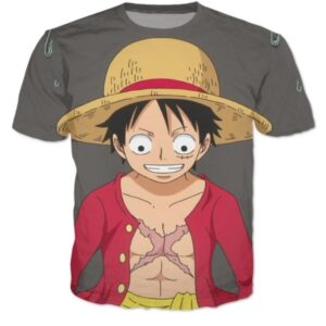 Straw Hat Monkey D. Luffy One Piece Casual Cool Anime 3D T-shirt (Kids & Adults)